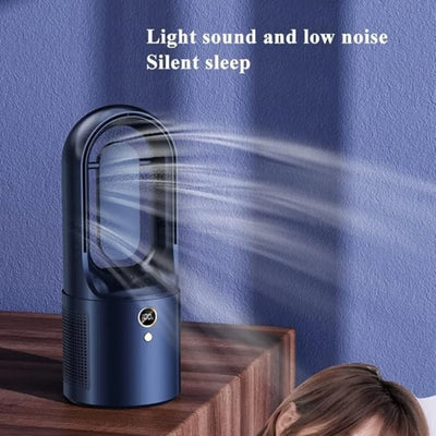 Ventilateur de table sans pales avec LED et USB - Silencieux, sûr et sans fil