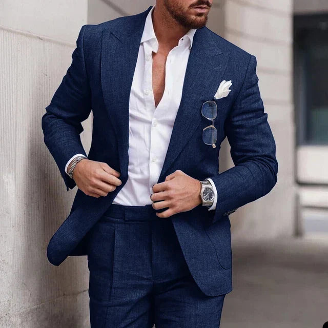 Abito da sposa 2 pezzi da uomo in lino - monopetto