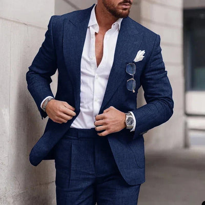 Abito da sposa 2 pezzi da uomo in lino - monopetto
