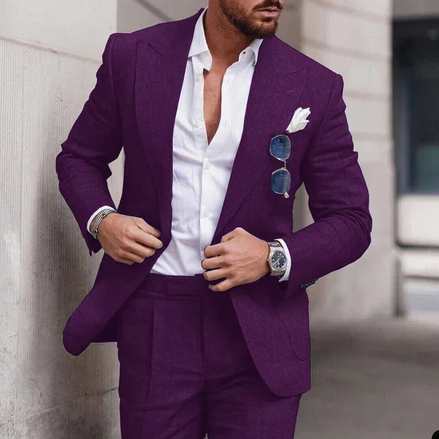 Abito da sposa 2 pezzi da uomo in lino - monopetto