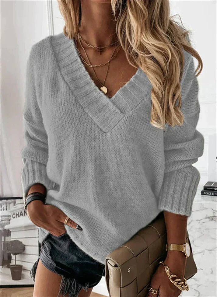 Maglione elegante con scollo a V per le donne