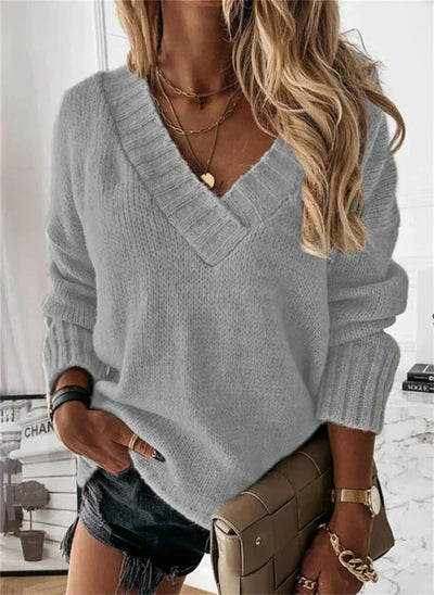 Maglione elegante con scollo a V per le donne