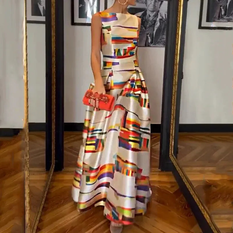 Peinture - Robe d'été longue et élégante en satin