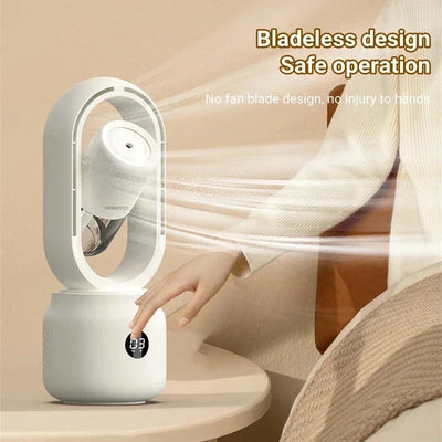 Ventilateur sans pales avec veilleuse et fonction pulvérisation - Silencieux et portable pour chambre et bureau