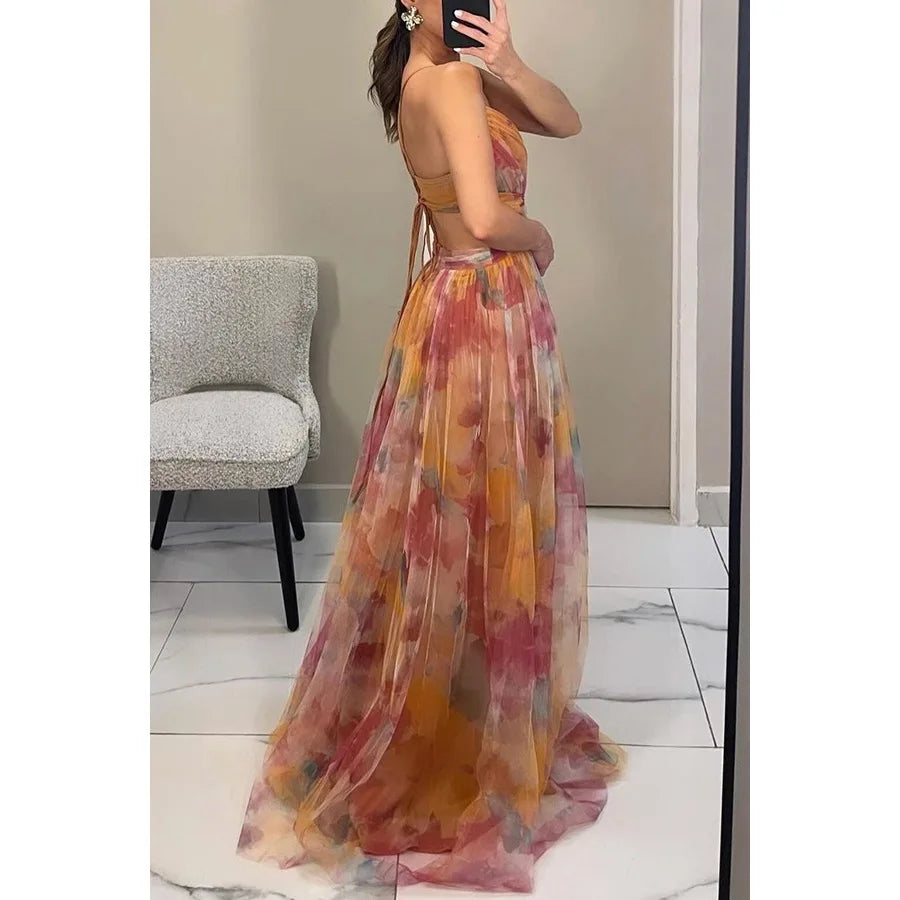 Vestido largo con delicado tul | Elegancia y ligereza | Corte fluido