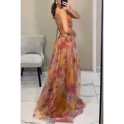 Vestido largo con delicado tul | Elegancia y ligereza | Corte fluido