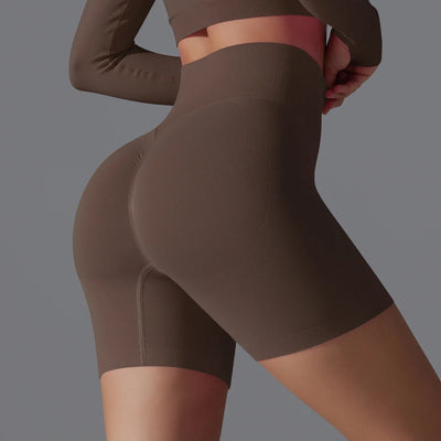 Leonida - Pantaloncini da allenamento senza cuciture con vita alta per donna