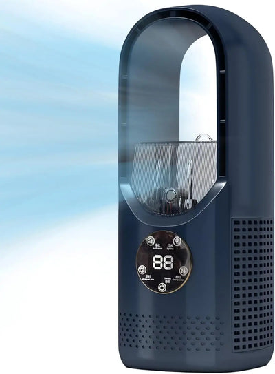 Ventilateur sans pales avec humidificateur et lumière RVB - Silencieux et sans fil pour la maison et les voyages