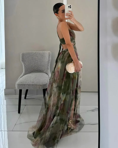 Vestido largo con delicado tul | Elegancia y ligereza | Corte fluido
