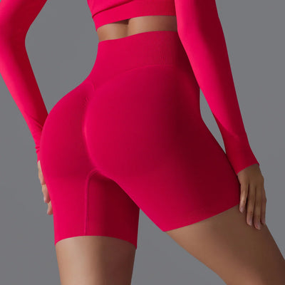 Leonida - Pantaloncini da allenamento senza cuciture con vita alta per donna