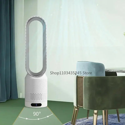 Ventilador de torre sin aspas 3 en 1: seguro, silencioso y elegante con 8 velocidades y control remoto.