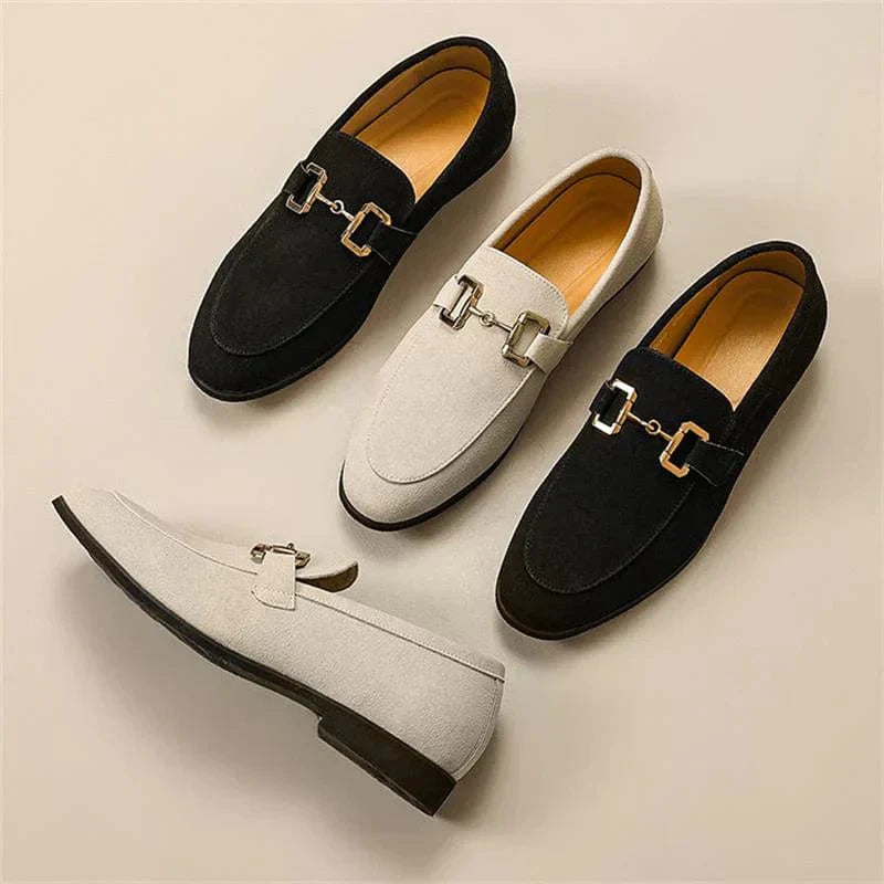 Negro - Mocasines de ante con hebilla de metal