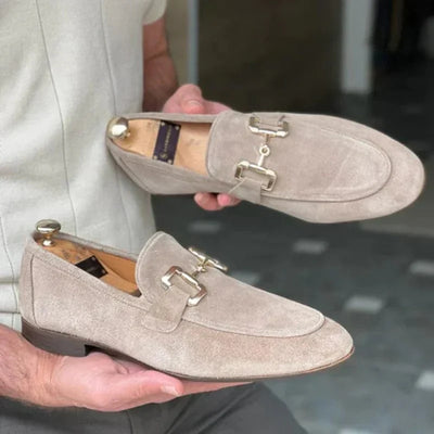 Negro - Mocasines de ante con hebilla de metal