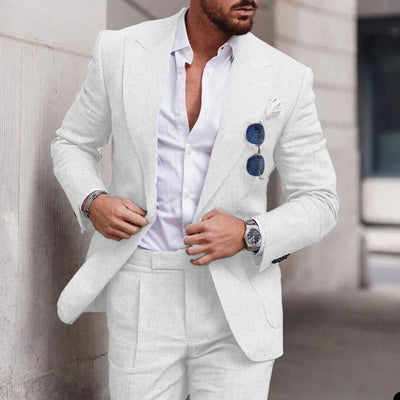Abito da sposa 2 pezzi da uomo in lino - monopetto