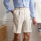 Short tailleur homme - 100% coton - devant plissé - ourlet à revers - longueur genou