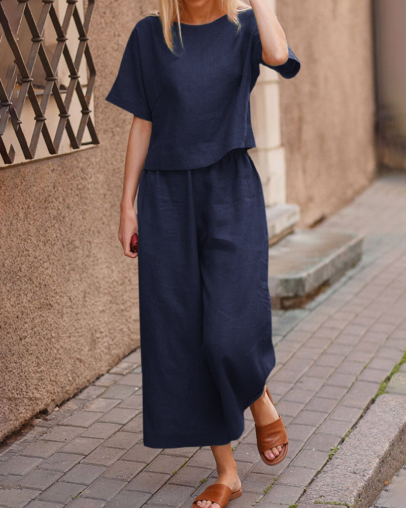 Ensemble haut et pantalon légers | Lin | Frais et confortable