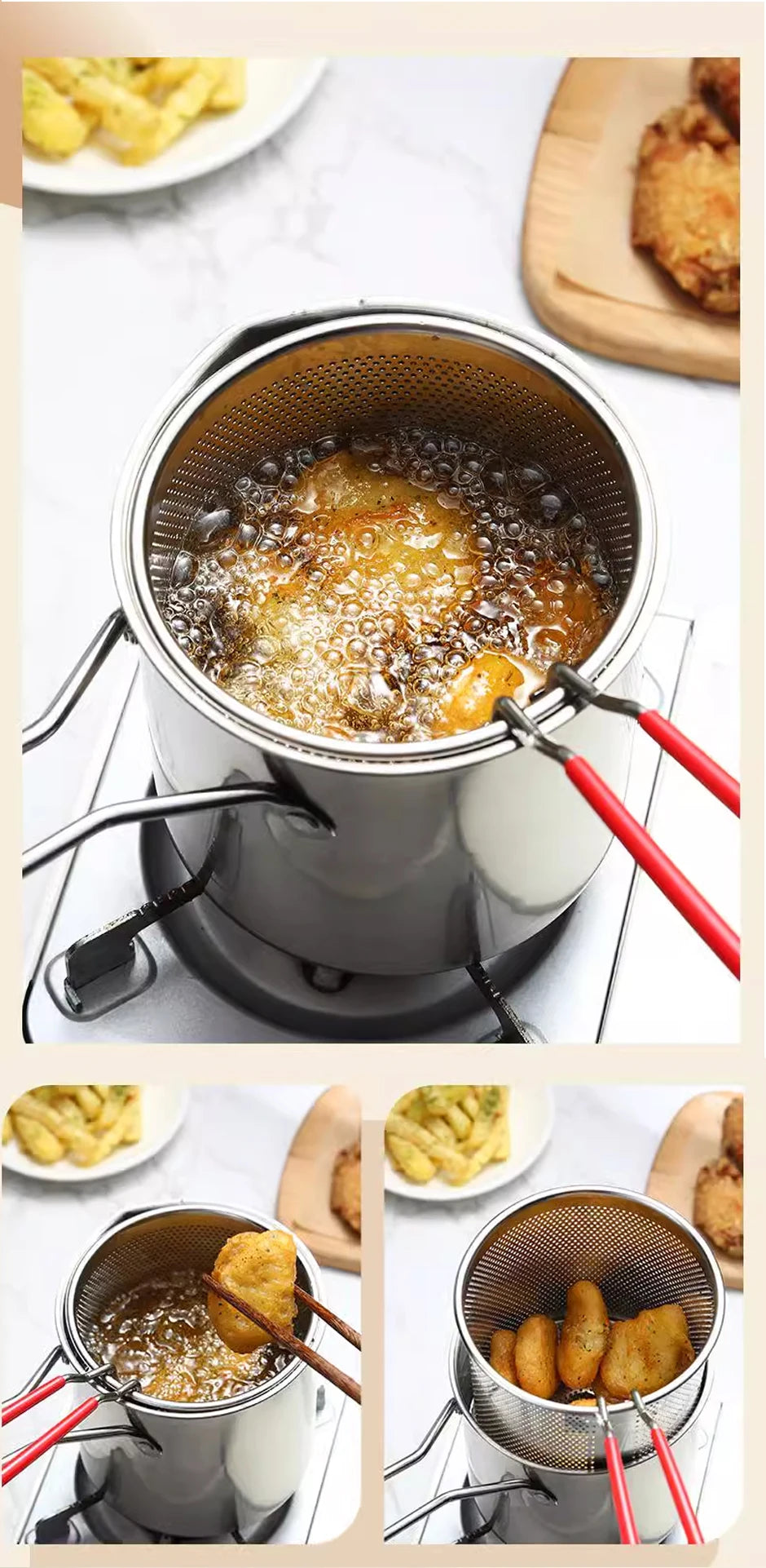 CookPro - Kit di frittura compatto con pasta salva olio