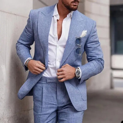 Abito da sposa 2 pezzi da uomo in lino - monopetto