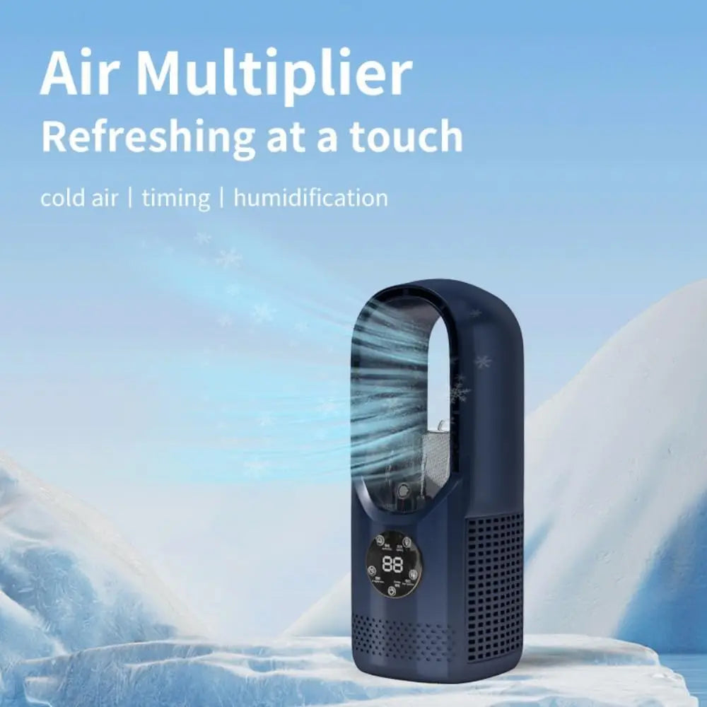 Ventilateur sans pales avec humidificateur et lumière RVB - Silencieux et sans fil pour la maison et les voyages