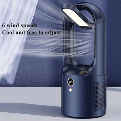 Ventilateur de table sans pales avec LED et USB - Silencieux, sûr et sans fil