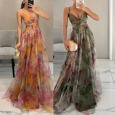 Vestido largo con delicado tul | Elegancia y ligereza | Corte fluido