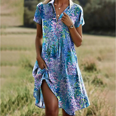 Carla | Elegante vestido floral con escote en pico y botones