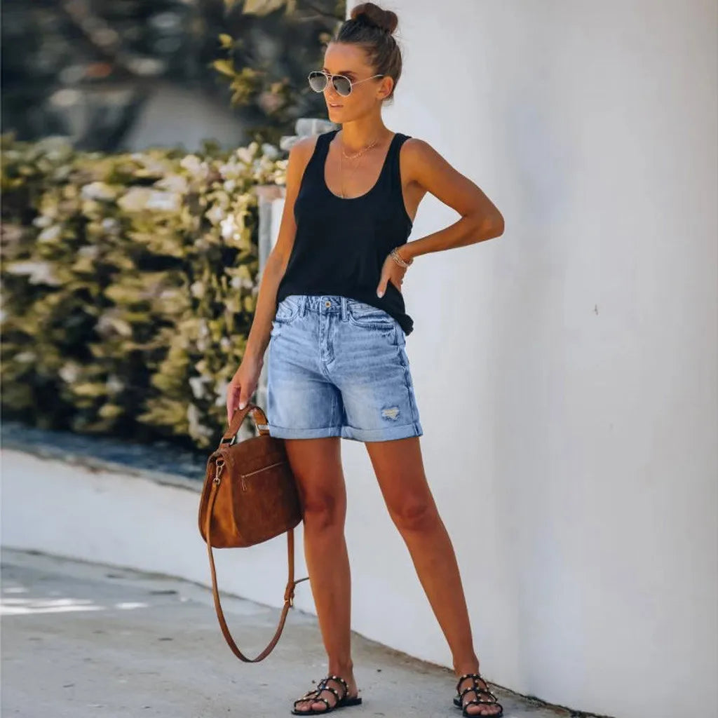 Mila - Pantaloncini di jeans a vita alta