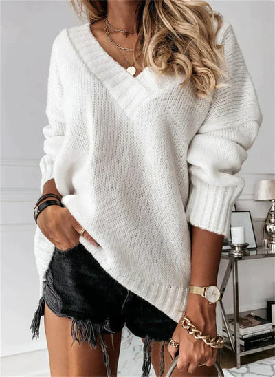 Maglione elegante con scollo a V per le donne