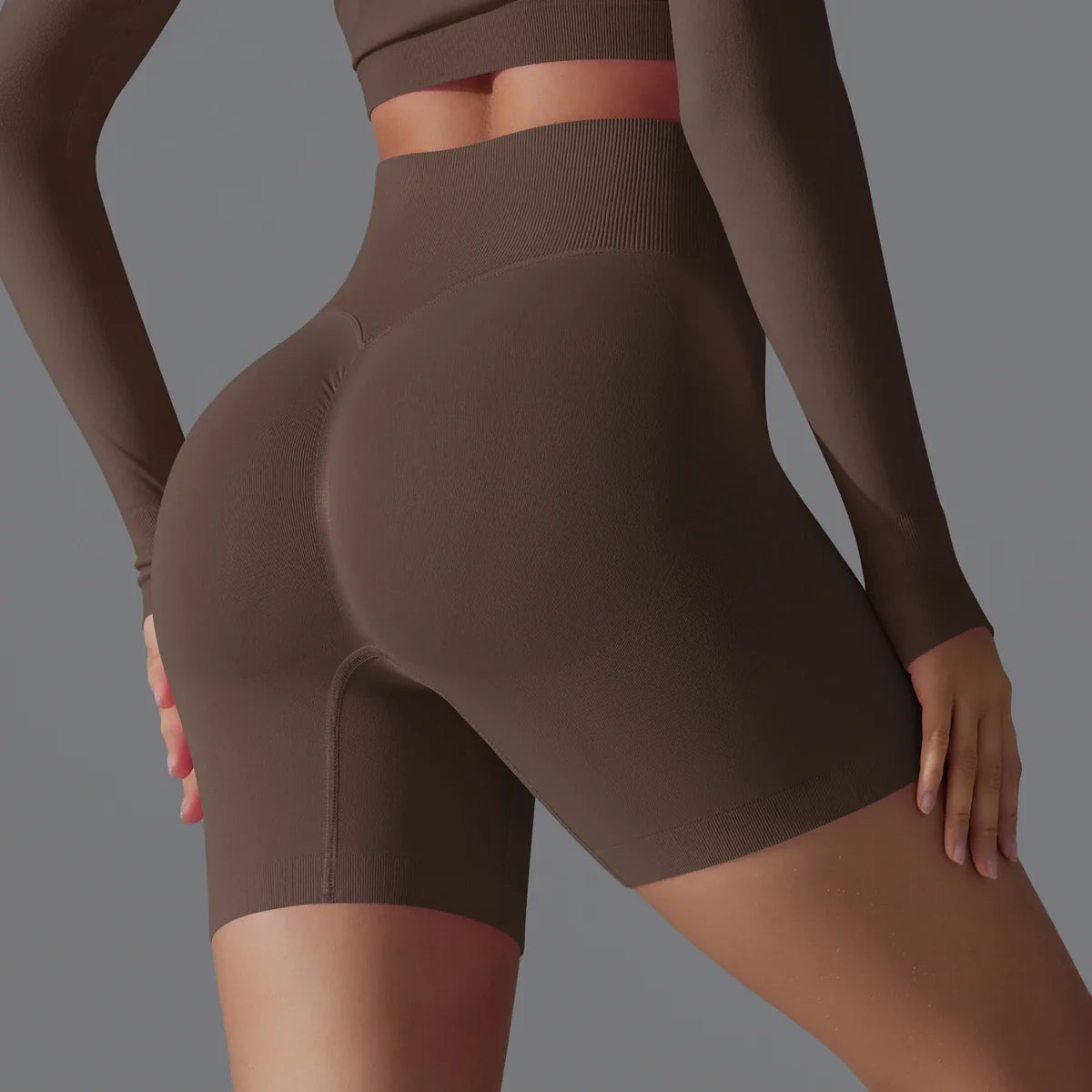 Leonida - Pantaloncini da allenamento senza cuciture con vita alta per donna