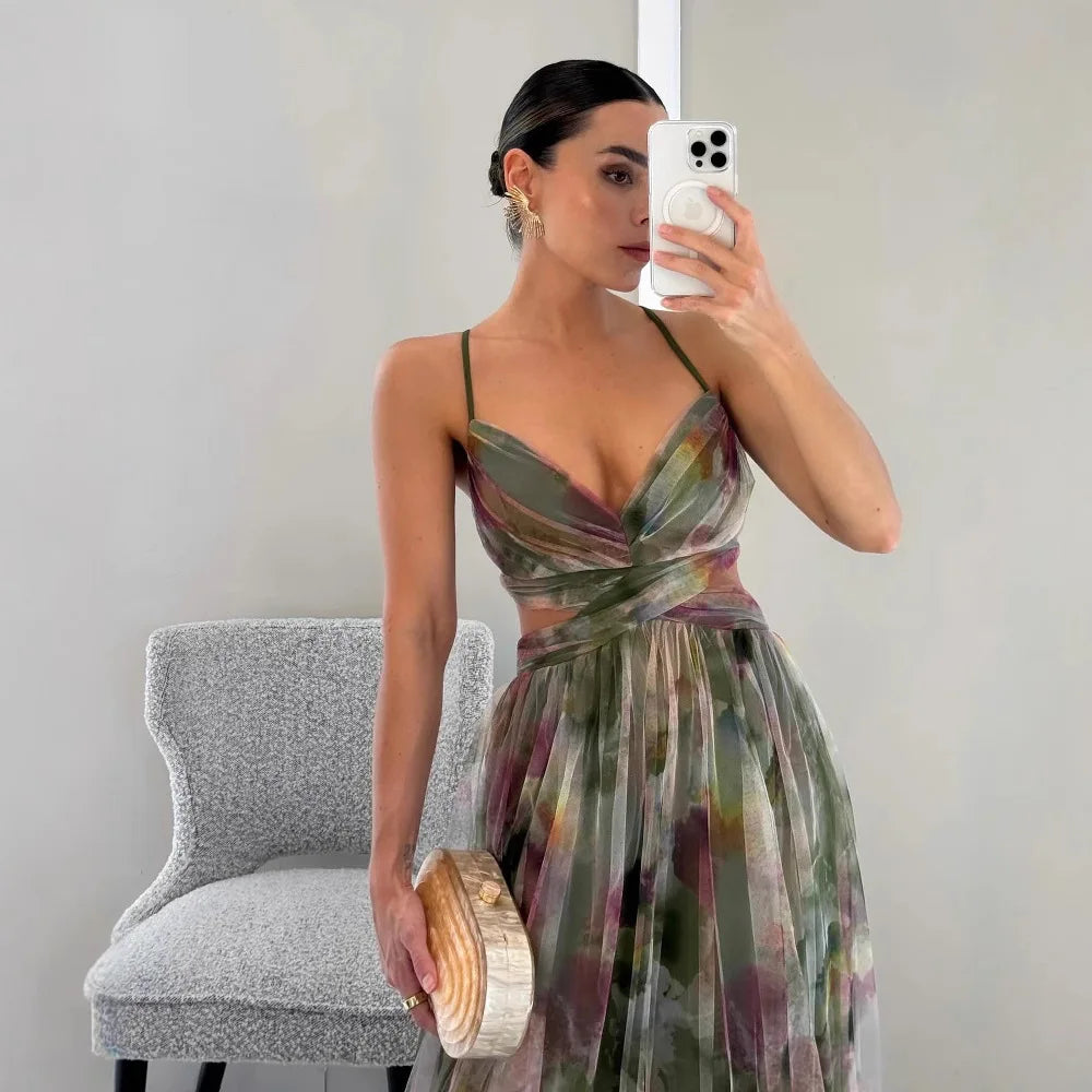 Vestido largo con delicado tul | Elegancia y ligereza | Corte fluido