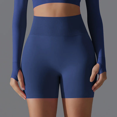 Leonida - Pantaloncini da allenamento senza cuciture con vita alta per donna