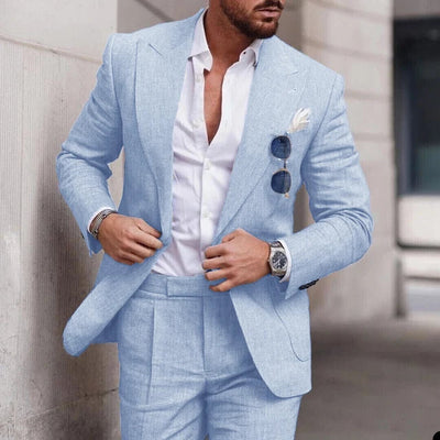 Abito da sposa 2 pezzi da uomo in lino - monopetto