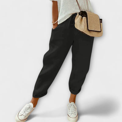 Pantalones de lino ligeros de verano para mujer: corte elegante y transpirable.
