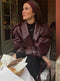 Chaqueta corta de cuero de mujer para otoño e invierno. 
