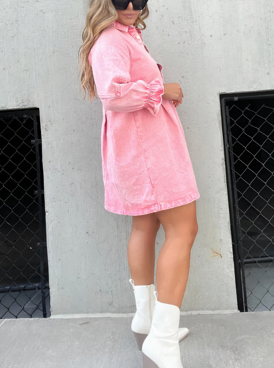 LINDA - Vestido vaquero de manga larga