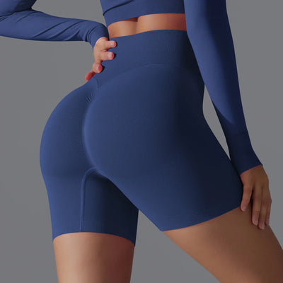Leonida - Pantaloncini da allenamento senza cuciture con vita alta per donna