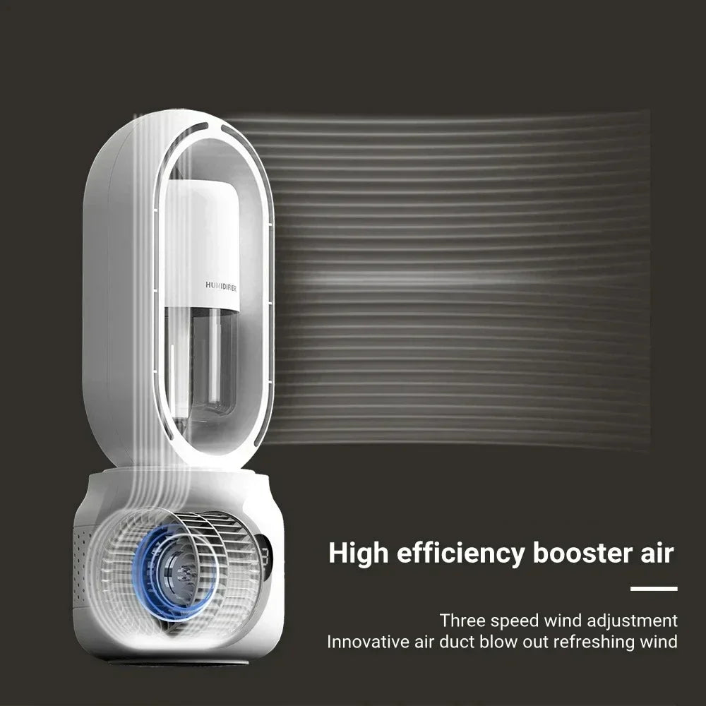 Ventilateur sans pales avec veilleuse et fonction pulvérisation - Silencieux et portable pour chambre et bureau