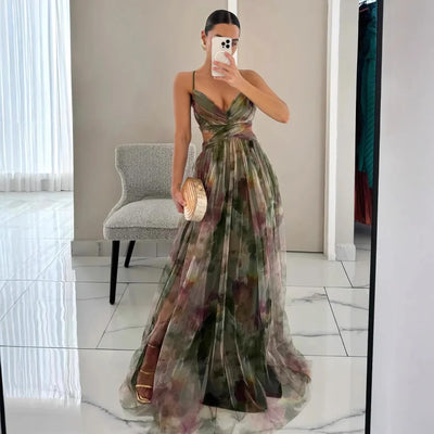 Vestido largo con delicado tul | Elegancia y ligereza | Corte fluido