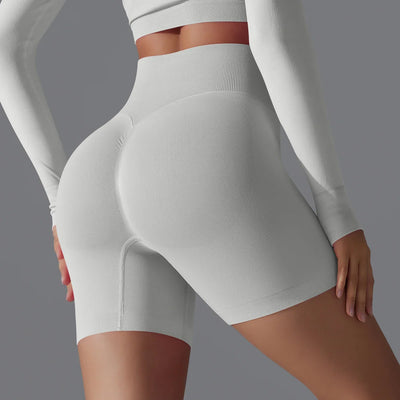 Leonida - Pantaloncini da allenamento senza cuciture con vita alta per donna