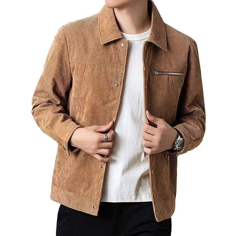 Chaqueta de transición clásica de pana de alta calidad para hombre. 