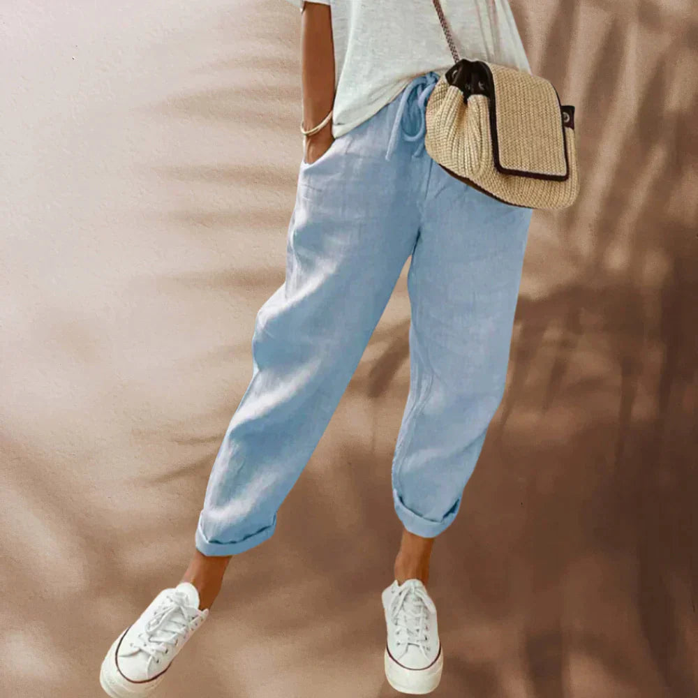 Pantalon léger avec taille élastiquée et coupe décontractée