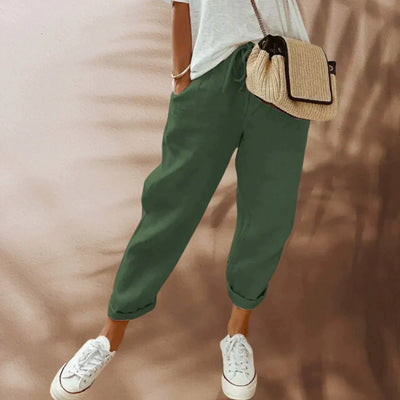 Pantalon léger avec taille élastiquée et coupe décontractée