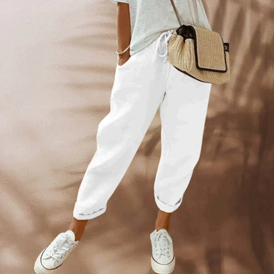 Pantalon léger avec taille élastiquée et coupe décontractée