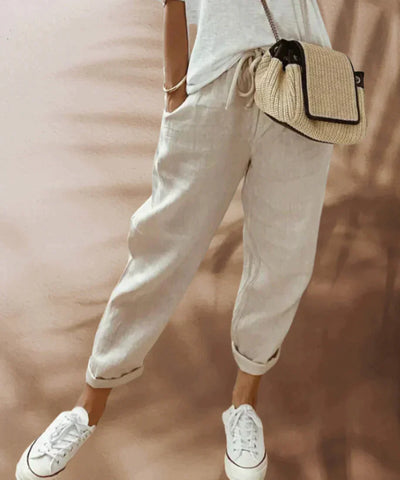 Pantalon léger avec taille élastiquée et coupe décontractée