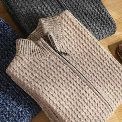 Cardigan da uomo Merino con zip strutturata