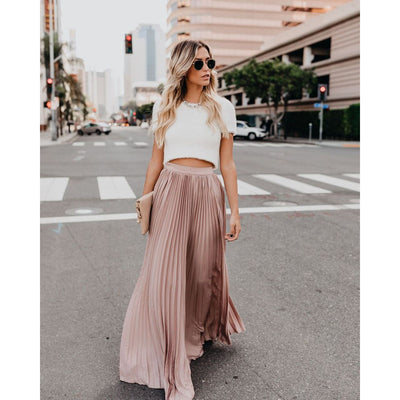 Jupe longue fluide taille haute pour femme