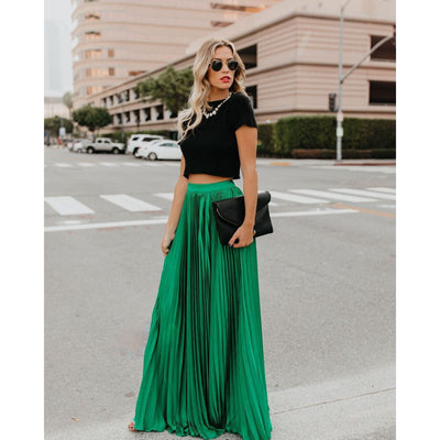 Jupe longue fluide taille haute pour femme