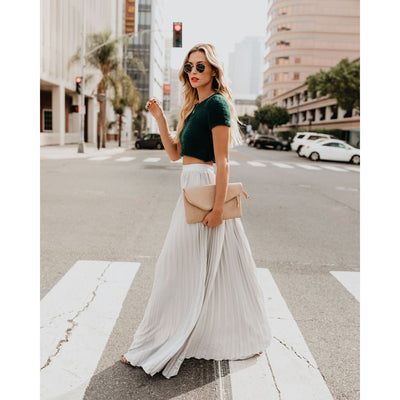 Jupe longue fluide taille haute pour femme
