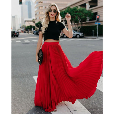 Jupe longue fluide taille haute pour femme
