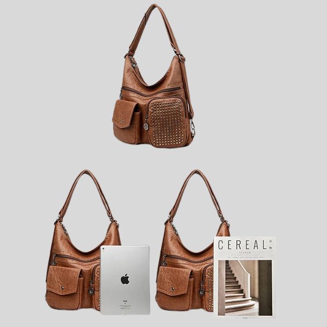 Vintpack - sac à dos en cuir avec goujons - Idéal pour l'école et les voyages - Détails de voyage - Compact
